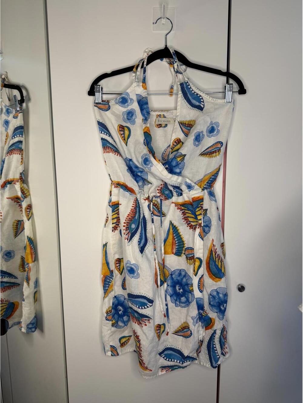 Linen Halter Dress with Colorful Print